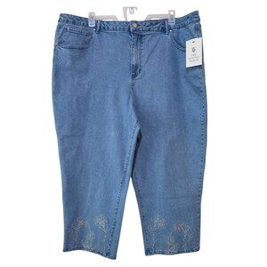 Pioneer Woman Embroidered Straight Skinny Girlfriend Jeans Womens Size 24W & 26W